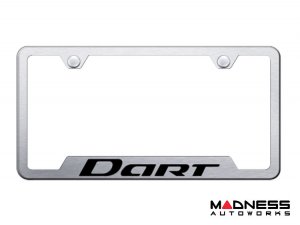 Dodge Dart License Plate Frame - Stainless Steel w/ Dart Logo - Bottom Cut Outs